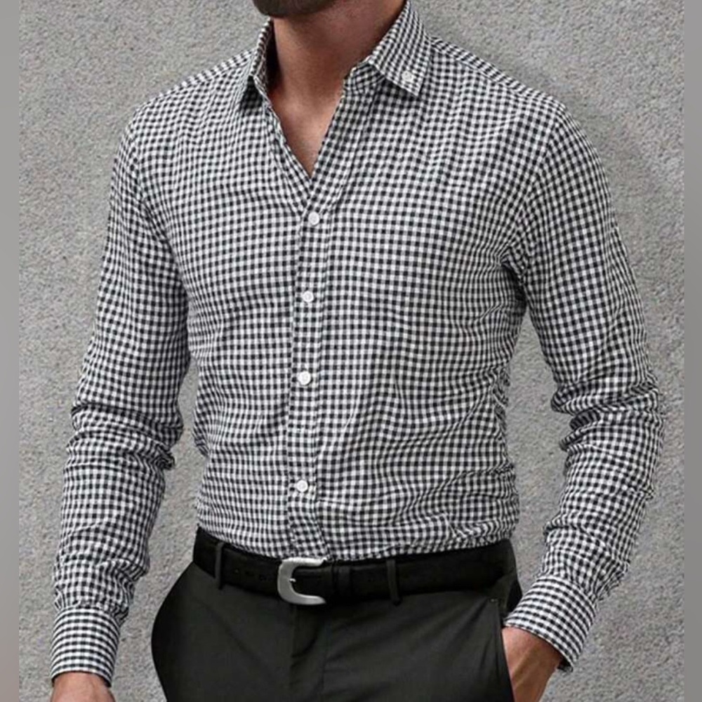 Men's navy and White Checkered Shirt